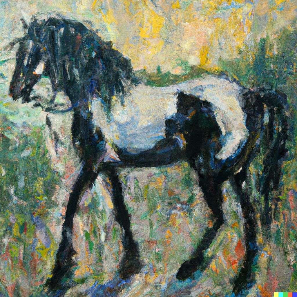 a horse, painting by Claude Monet